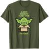 imageStar Wars Yoda Quote A Jedis Strength Flows from the Force TShirtOlive Green