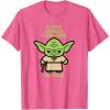 imageStar Wars Yoda Quote A Jedis Strength Flows from the Force TShirtPink Heather