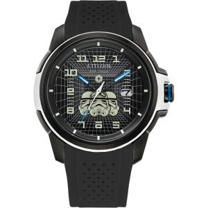 imageCitizen Mens EcoDrive Star Wars Imperial Storm Trooper Black Ion Plated Stainless Steel Case Watch Perforated Black Silicone Strap Black Dial 3 Hand Model AW165900W