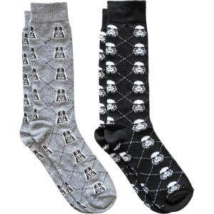 imageHyp Star Wars Darth VaderStormtrooper Argyle Mens Crew Socks 2 Pair Pack Shoe Size 612GreyBlack