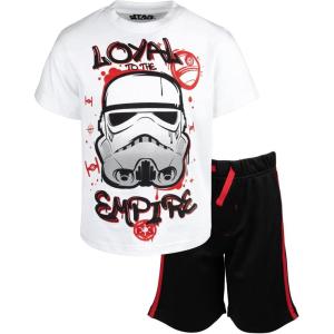 imageSTAR WARS Darth Vader Stormtrooper Millenium Falcon Mesh Graphic TShirt and Shorts Outfit Set Little Kid to Big KidWhite  Black