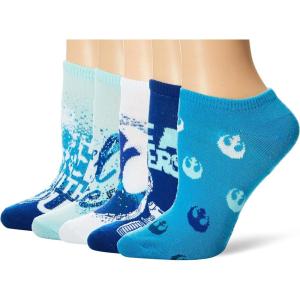 imageSTAR WARS Womens 5 Pack No Show SocksAssorted Blue Multi