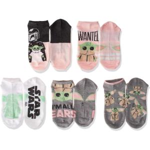 imageSTAR WARS Womens 5 Pack No Show SocksPink Grey Multi