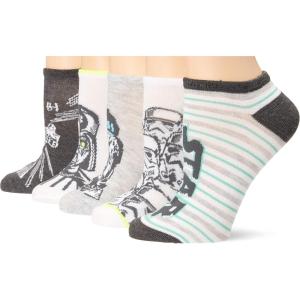 imageSTAR WARS Womens 5 Pack No Show SocksWhite Grey Multi