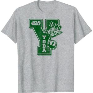 imageStar Wars  Yoda Letterman TShirtHeather Grey