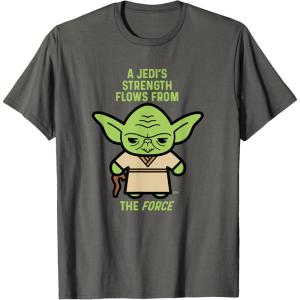 imageStar Wars Yoda Quote A Jedis Strength Flows from the Force TShirtAsphalt Grey