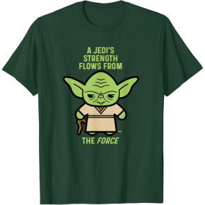 imageStar Wars Yoda Quote A Jedis Strength Flows from the Force TShirtDark Green