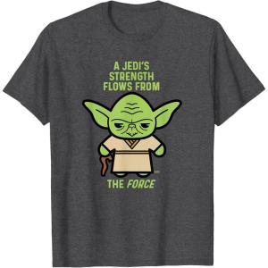 imageStar Wars Yoda Quote A Jedis Strength Flows from the Force TShirtDark Heather Grey