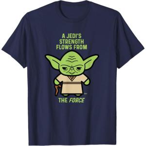 imageStar Wars Yoda Quote A Jedis Strength Flows from the Force TShirtNavy Blue