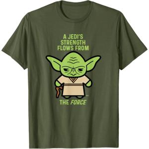 imageStar Wars Yoda Quote A Jedis Strength Flows from the Force TShirtOlive Green