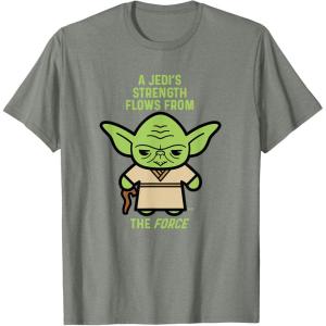imageStar Wars Yoda Quote A Jedis Strength Flows from the Force TShirtOlive Heather