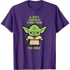 imageStar Wars Yoda Quote A Jedis Strength Flows from the Force TShirtPurple