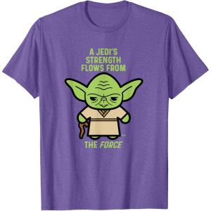 imageStar Wars Yoda Quote A Jedis Strength Flows from the Force TShirtPurple Heather