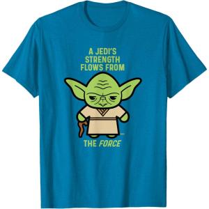 imageStar Wars Yoda Quote A Jedis Strength Flows from the Force TShirtSapphire Blue