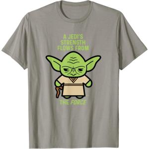 imageStar Wars Yoda Quote A Jedis Strength Flows from the Force TShirtSlate Grey