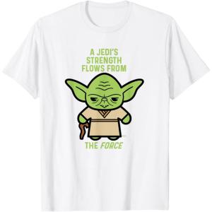 imageStar Wars Yoda Quote A Jedis Strength Flows from the Force TShirtWhite