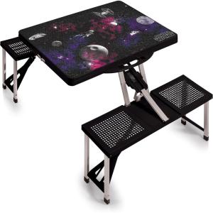 imagePICNIC TIME Star Wars R2D2 Folding Picnic Table Camping Table Outdoor Table with Umbrella Hole Royal BlueStar Wars Death Star  Black