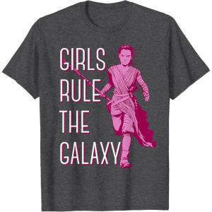 imageStar Wars Episode 7 Rey Girls Rule The Galaxy TShirt TShirtDark Heather Grey
