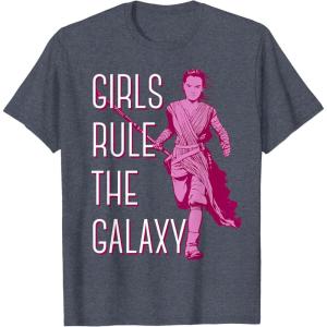 imageStar Wars Episode 7 Rey Girls Rule The Galaxy TShirt TShirtHeather Blue