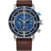 imageCitizen Mens EcoDrive Star Wars Luke Skywalker Chronograph Stainless Steel Watch with Brown Leather Strap Blue Bezel 44mm Model CA076807W