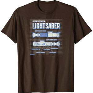 imageStar Wars  Luke Skywalker Lightsaber Schematic TShirtBrown
