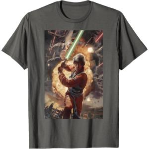imageStar Wars Luke Skywalker Charging Poster Graphic TShirt TShirtAsphalt Grey