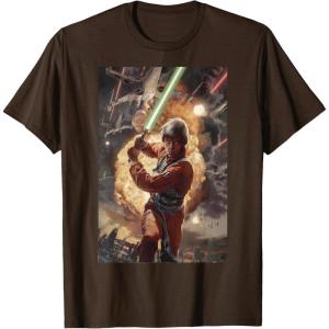 imageStar Wars Luke Skywalker Charging Poster Graphic TShirt TShirtBrown