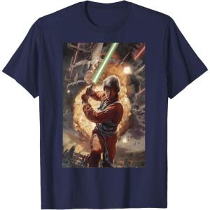 imageStar Wars Luke Skywalker Charging Poster Graphic TShirt TShirtNavy Blue