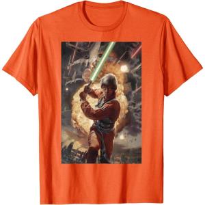 imageStar Wars Luke Skywalker Charging Poster Graphic TShirt TShirtOrange