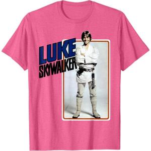 imageStar Wars Luke Skywalker Smiling Card Graphic TShirt TShirtPink Heather