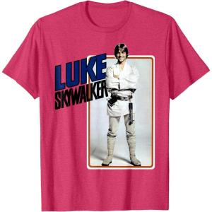 imageStar Wars Luke Skywalker Smiling Card Graphic TShirt TShirtRed Heather