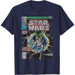 imageStar Wars Luke Skywalker Vintage Comic Cover TShirtNavy Blue