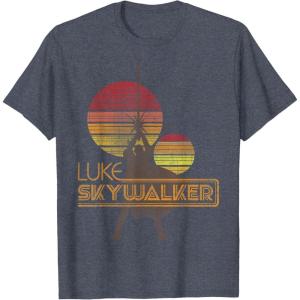 imageStar Wars Retro Luke Skywalker Silhouette Suns TShirt TShirtHeather Blue