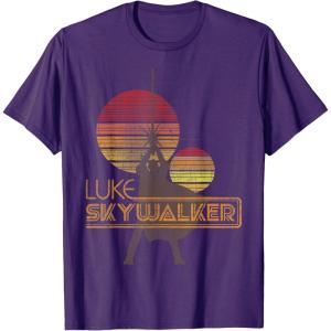 imageStar Wars Retro Luke Skywalker Silhouette Suns TShirt TShirtPurple