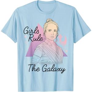imageStar Wars Rey Girls Rule The Galaxy TShirtBaby Blue