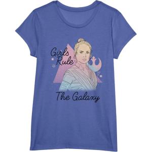 imageStar Wars Rey Girls Rule The Galaxy TShirtBright Blue Heather