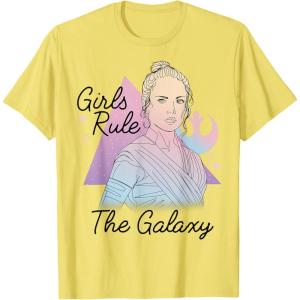 imageStar Wars Rey Girls Rule The Galaxy TShirtLemon Yellow