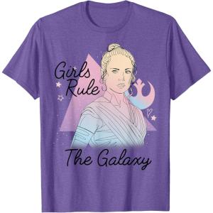 imageStar Wars Rey Girls Rule The Galaxy TShirtPurple Heather