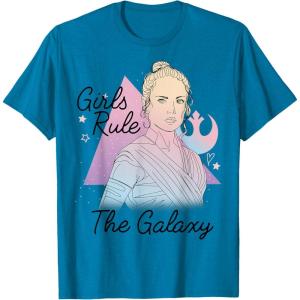 imageStar Wars Rey Girls Rule The Galaxy TShirtSapphire Blue