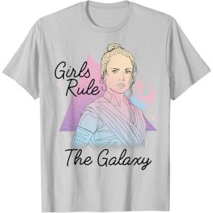 imageStar Wars Rey Girls Rule The Galaxy TShirtSilver Grey