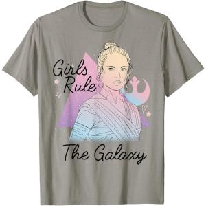 imageStar Wars Rey Girls Rule The Galaxy TShirtSlate Grey