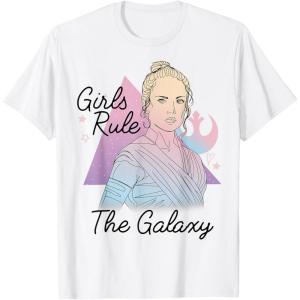 imageStar Wars Rey Girls Rule The Galaxy TShirtWhite