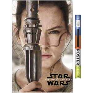 imageTrends International Star Wars The Force Awakens  Rey Portrait Wall Poster 22375quot x 34quot Premium Unframed VersionPremium Poster  Clip Bundle