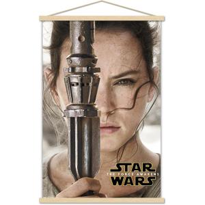 imageTrends International Star Wars The Force Awakens  Rey Portrait Wall Poster 22375quot x 34quot Premium Unframed VersionPremium Print and Beechwood Hanger Bundle