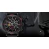imageCitizen EcoDrive Mens Star Wars Darth Vader Chronograph Watch with Black Ion Plated Case Red Accents and Black Leather Strap Luminous Date 44mm Model CA076904W