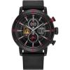 imageCitizen EcoDrive Mens Star Wars Darth Vader Chronograph Watch with Black Ion Plated Case Red Accents and Black Leather Strap Luminous Date 44mm Model CA076904W