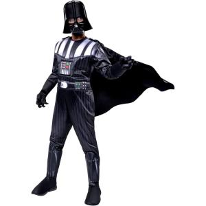 imageSTAR WARS Darth Vader Official Youth Deluxe Costume  Padded Jumpsuit with Gloves Detachable Cape and Plastic MaskSmall