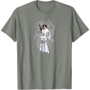 imageStar Wars  Leia Girls Run The World TShirtOlive Heather