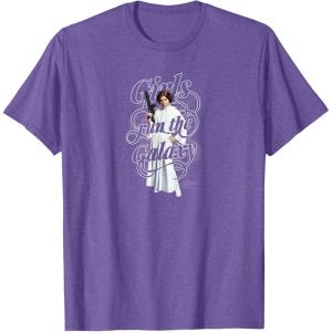 imageStar Wars  Leia Girls Run The World TShirtPurple Heather
