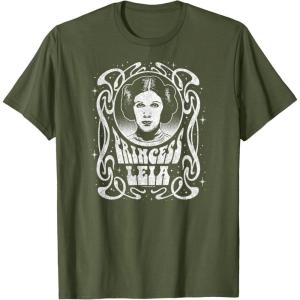 imageStar Wars  Princess Leia Art Nouveau TShirtOlive Green